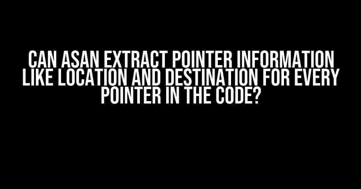 Can ASan Extract Pointer Information Like Location and Destination for Every Pointer in the Code?