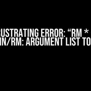 The Frustrating Error: “rm * -bash: /usr/bin/rm: Argument list too long”