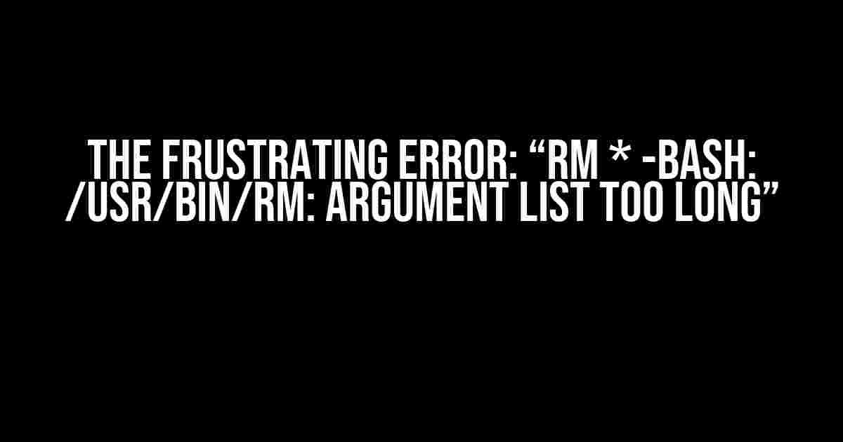 The Frustrating Error: “rm * -bash: /usr/bin/rm: Argument list too long”